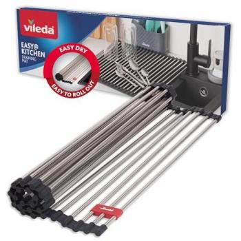 Vileda Rollbar‑Abtropfgitter in Silber – platzsparendes Küchengerät