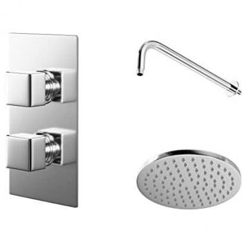 Cubix Polished Twin Thermostatic Valve Mixer Shower