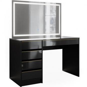 GoldLuxe Schminktisch Vicco Sherry – 120 x 75 cm, 5 Schubladen, LED-Beleuchtung