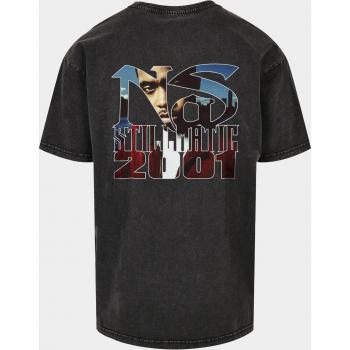 Oversized T‑shirt noir Mister Tee Nas Stillmatic Acid Wash
