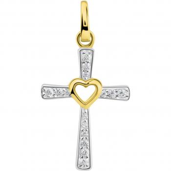 Firetti »Kreuzanhänger mit Zirkonia« in Gold 375