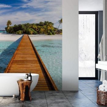 Tapisserie plage paradisiaque en 4 pièces