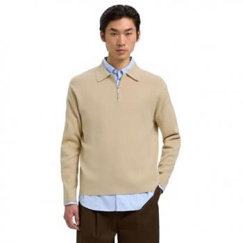 Maglione T-Shirt Relaxed Fit Mezza Zip Tellere Sabbia