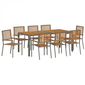 Table et chaises jardin poly rotin 9 pièces Vidaxl