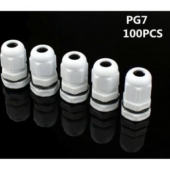 100pcs IP68 Nylon Plastic Cable Gland Connector PG7 for 3-6.5mm Cable