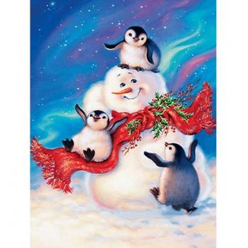 Manufatti in Pietra: Pictură cu Diamante 5D Uomo di Neve & Pinguino
