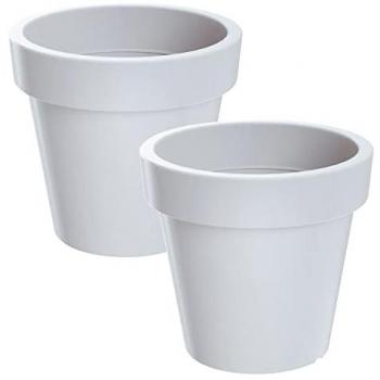 Macetas de plástico Lofly WellHome, 2 piezas, color blanco, dimensiones: 15.8 x 15.8 x 14.4 cm