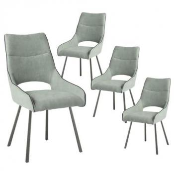 Lot de 4 Chaises en Tissu Vert d'Eau
