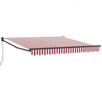 Paravent rétractable rayé rouge-blanc – 350 × 250 cm