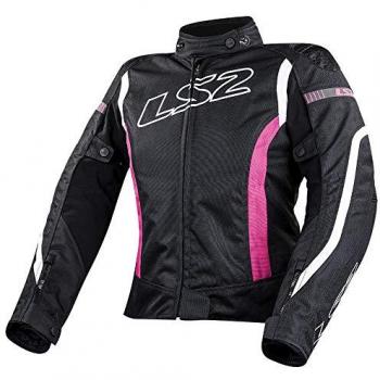 Giacca Moto Donna LS2 Gate Nero Bianco Rosa Impermeabile 2XL