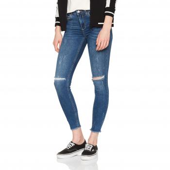 PIECES Pcfive Delly DLX B187 MW Skn CR MB/Noos, Jeans Skinny para Mujer, Azul