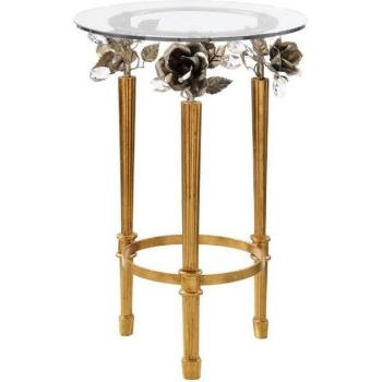 Casa Padrino Runder Beistelltisch „Jungfernrosen“ – Glas & Kristall