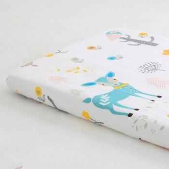 Cartoon Print Crib Fitted Sheet Soft Cotton for Newborn 120x65cm