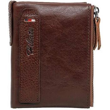 Hibate RFID Blocking Men's Purse in Deep Brown Leather