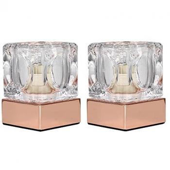 Copper Glass Ice Cube Table Lamps, Touch On/Off with Dimmer