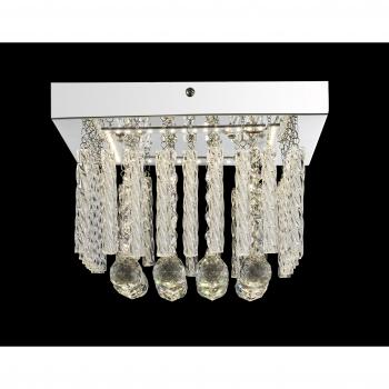 Matilda Glass‑Shade Ceiling Lamp, Chrome Rods, 4000K LED (Globo)