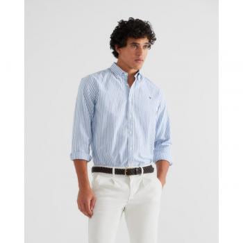 Camisa de rayas azul para hombre estilo sport