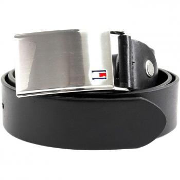 Cinturón TH Plaque de Tommy Hilfiger, Piel, Negro, 100 cm