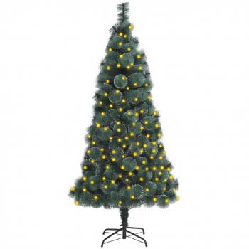 Albero di Natale Artificiale Illuminato con Base Verde 150 cm PET