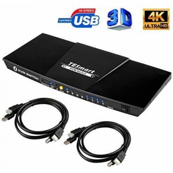 Commutateur KVM HDMI TESmart 4 Entrées 1 Sortie 4K 3840x2160@30Hz avec 2 Câbles KVM 1.5m