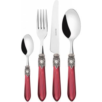 Couverts 24 Pièces – Récipient en Bois Rouge et Argent