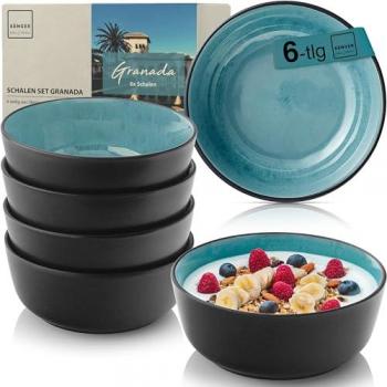 Sänger „Granada“ 6‑teiliges Set – Blaues Schalen‑ und Tellermix aus Handwerkskunst