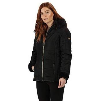 Regatta Damen Whitley Jacke, isoliert mit Thermo-Guard und wasserabweisender Fellkapuze (Schwarz)