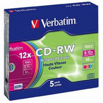 Verbatim 12× CD‑RW 700 MB – 5er Pack mit schlankem Aufbewahrungskoffer