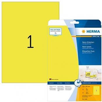 A4 Neon Yellow Sticky Labels