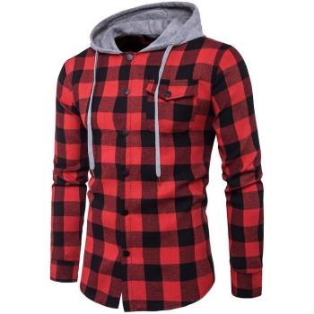 Men's Business Casual Plaid Denim Shirt