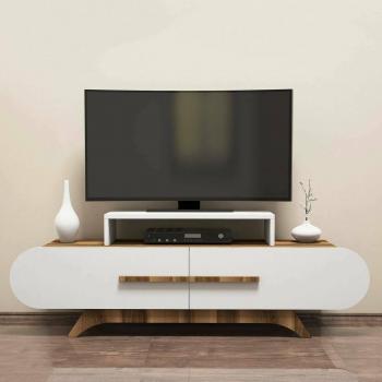 Base murale Dmora Dubh – Meuble TV 145×37,5 cm, noyer et blanc