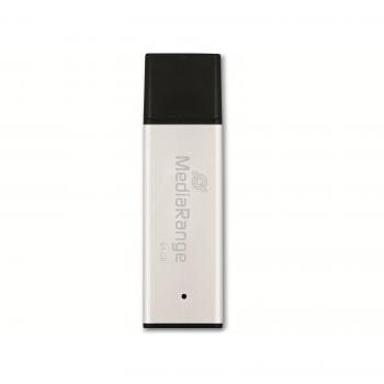 MediaRange USB-Stick (64 GB, USB 3.0), USB Stick, Schwarz, Silber