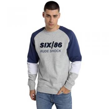 Felpa Grigia Six Valves 2XL con Maniche Raglan