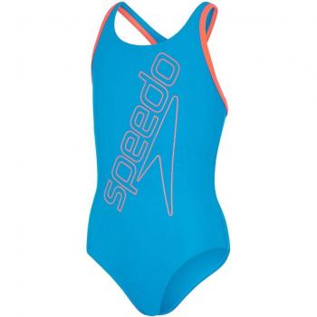 Costume da bagno Speedo per bambine, intero, arancio, Boom Logo Placement Flyback, taglia 14