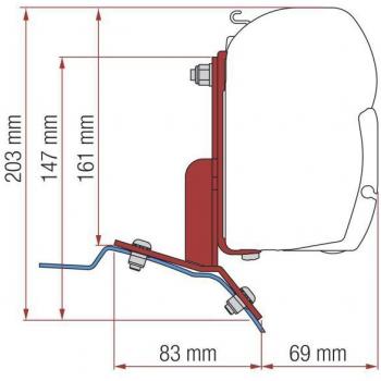 Fiamma Markisenadapter F45s für Ford Custom links Deep Black