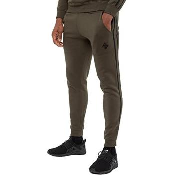 Medium‑Fit Enzo Khaki Slim Tape Joggers