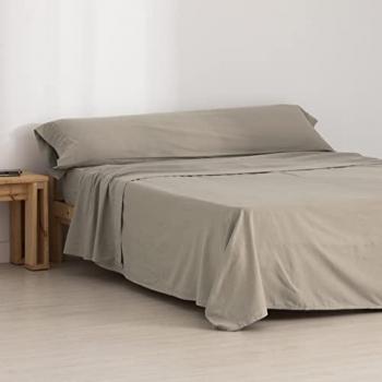 Juego sábanas franela algodón taupe