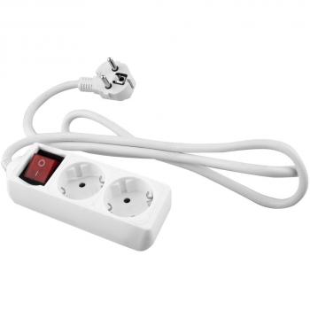 Base Onlex T/T blanca con interruptor y 2 tomas, cable de 3 metros