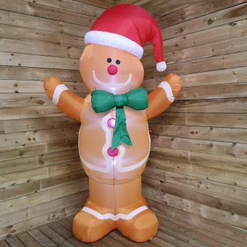 Festive 2.4m Inflatable Gingerbread Man with LED Lights