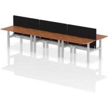 Air 1400 x 800mm Height Adjustable 6 Person Bench Desk Walnut Top
