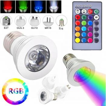 Éclairage LED multicolore avec télécommande E27 E14 GU10 GU5.3 MR16