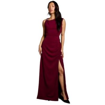 Coast Berry Ruché Maxi Dress, No-Sleeve, Buckle – 16
