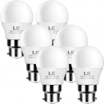 Energy-Saving B22 LED Bulbs, 4W Output, Warm White Color Temperature