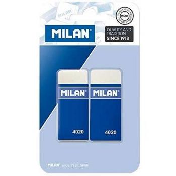 Goma de borrar Milan 4020 miga de pan blister de 2 unidades