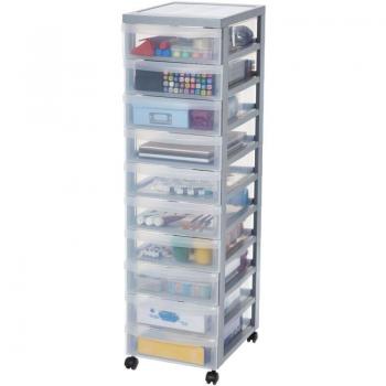Tour de rangement mobile Iris Ohyama 10 tiroirs A4 gris