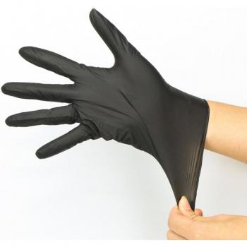 K1001E: Guantes Desechables de Goma Negra para Platos