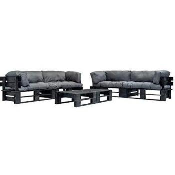 Set Divani da Giardino Pallet 6 pz con Cuscini Grigi in Legno