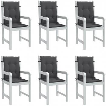 Cuscini schiena bassa per sedia 6 pezzi, colore antracite Mélange, dimensioni 100x50x4 cm
