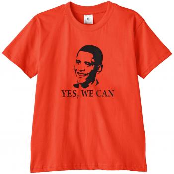 Camiseta Unisex Niños Touchlines Barack Obama Yes WE Can, Naranja