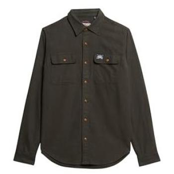 Herrenlangarmhemd Superdry „Flannel Workwear“ 3XL – Chive-Grün